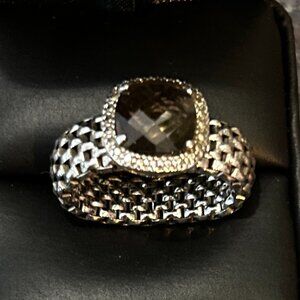 Sterling Silver Smoky Topaz Flexible Ring (Sizes 8 & 9)